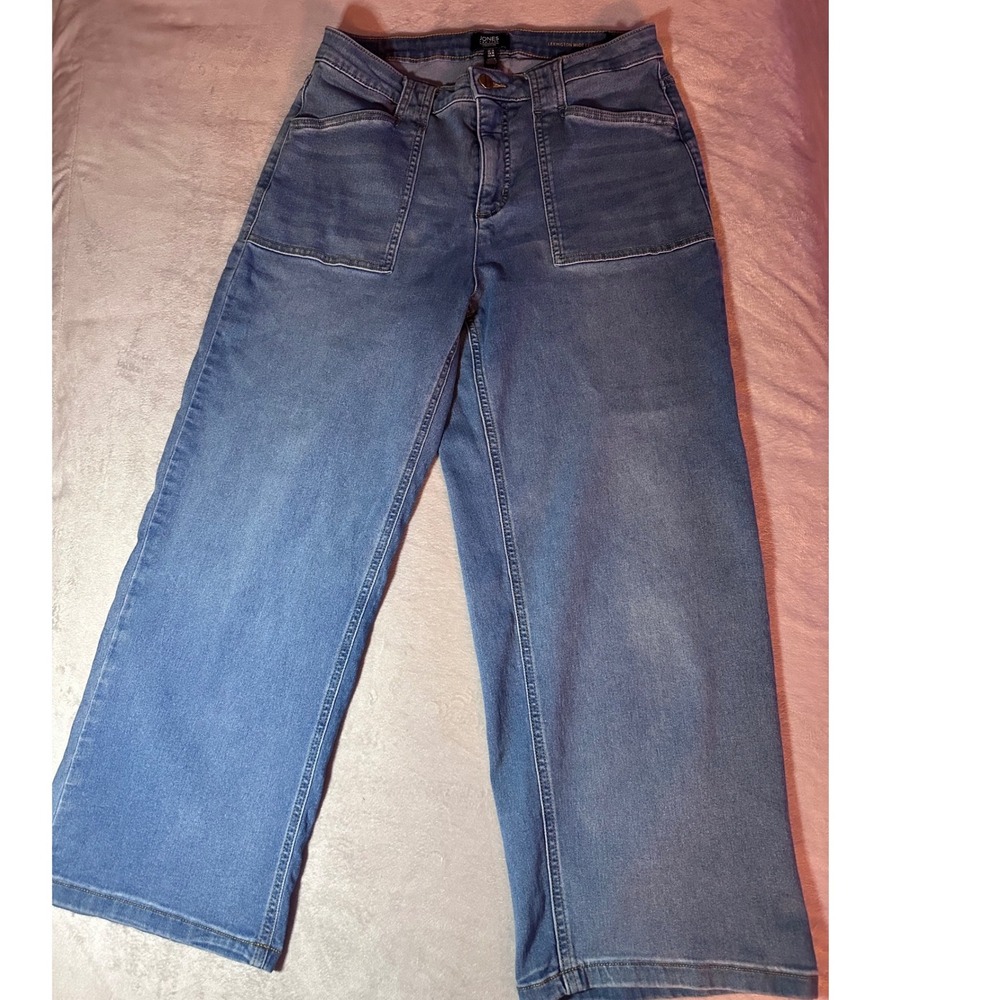 Jones New York Lexington Wide Leg CROP Jeans Blue Medium Wash Womens Size 10